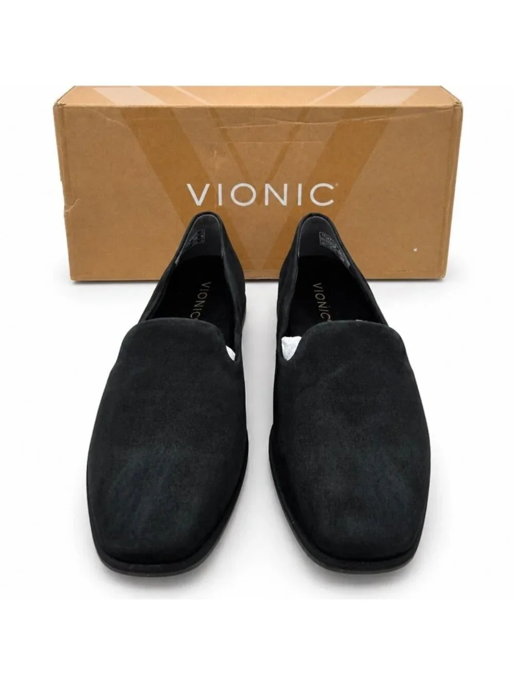 VIONIC Willa 2.0 Supportive Black Suede Leather Flat Women 9 WIDE Comfort Loafer